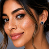 Arete Dormilona 02.283.0151.4 Rodio Laminado, Diseño de Trébol de Cuatro Hojas, con Zirconia Cubica Zafiro Azul y Micro Pave Blanca, Pulido, Rodinado