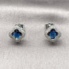 Arete Dormilona 02.283.0151.4 Rodio Laminado, Diseño de Trébol de Cuatro Hojas, con Zirconia Cubica Zafiro Azul y Micro Pave Blanca, Pulido, Rodinado