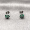 Arete Dormilona 02.344.0159.4 Rodio Laminado, Diseño de Flor, con Zirconia Cubica Verde, Pulido, Rodinado