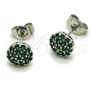 Arete Dormilona 02.344.0159.4 Rodio Laminado, Diseño de Flor, con Zirconia Cubica Verde, Pulido, Rodinado
