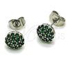 Arete Dormilona 02.344.0159.4 Rodio Laminado, Diseño de Flor, con Zirconia Cubica Verde, Pulido, Rodinado