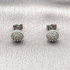 Arete Dormilona 02.344.0159.6 Rodio Laminado, Diseño de Flor, con Zirconia Cubica Blanca, Pulido, Rodinado