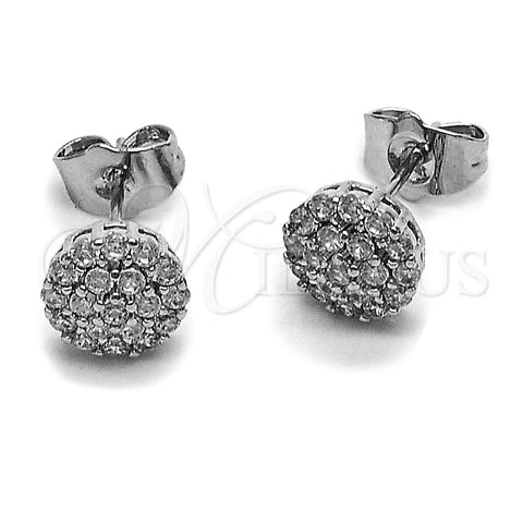 Arete Dormilona 02.344.0159.6 Rodio Laminado, Diseño de Flor, con Zirconia Cubica Blanca, Pulido, Rodinado