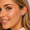 Arete Dormilona 02.344.0159.7 Rodio Laminado, Diseño de Flor, con Zirconia Cubica Rosado, Pulido, Rodinado