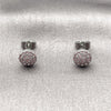 Arete Dormilona 02.344.0159.7 Rodio Laminado, Diseño de Flor, con Zirconia Cubica Rosado, Pulido, Rodinado