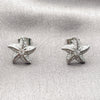 Arete Dormilona 02.344.0099.1 Rodio Laminado, Diseño de Estrella, con Micro Pave Blanca y Zirconia Cubica Blanca, Pulido, Rodinado