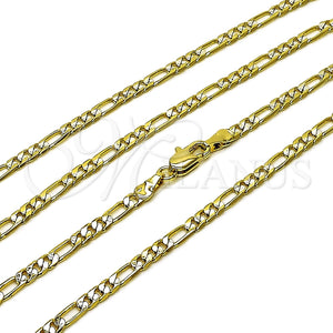 Gargantilla Basica 5.222.017.1.22 Oro Laminado, Diseño de Figaro, Pulido, Dos Tonos (Calibre 0.80, Grosor 03 MM, 22 Pulgadas de Largo)