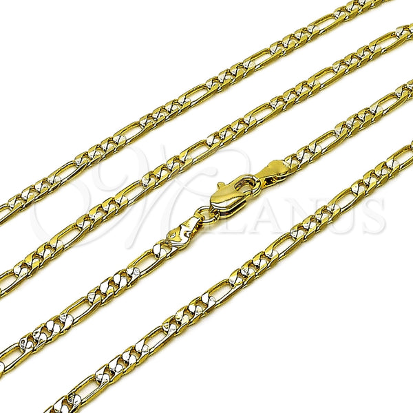Gargantilla Basica 5.222.017.1.20 Oro Laminado, Diseño de Figaro, Pulido, Dos Tonos (Calibre 0.80, Grosor 03 MM, 22 Pulgadas de Largo)