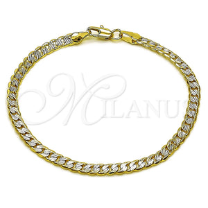 Pulsera Básica 04.297.0001.08 Oro Laminado, Diseño de Cubana, Diamantado, Dos Tonos (Grosor 04.2 MM, 8 Pulgadas de Largo)