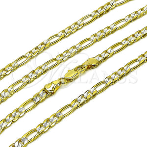 Gargantilla Basica 04.297.0003.24 Oro Laminado, Diseño de Figaro, Pulido, Dos Tonos (Grosor 05 MM, 24 Pulgadas de Largo)