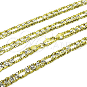 Gargantilla Elegante 04.297.0004.28 Oro Laminado, Diseño de Figaro, Diamantado, Dos Tonos (Grosor 07.1 MM, 28 Pulgadas de Largo)