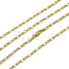 Gargantilla Basica 04.297.0008.20 Oro Laminado, Diseño de Figaro, Pulido, Dos Tonos (Grosor 03 MM, 20 Pulgadas de Largo)