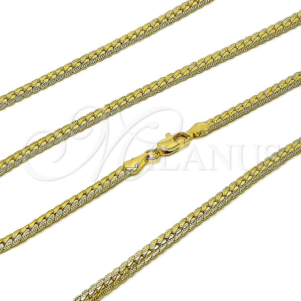 Gargantilla Basica 04.319.0016.22 Oro Laminado, Pulido, Tono Dorado (Calibre 100, Grosor 04.1 MM, 22 Pulgadas de Largo)