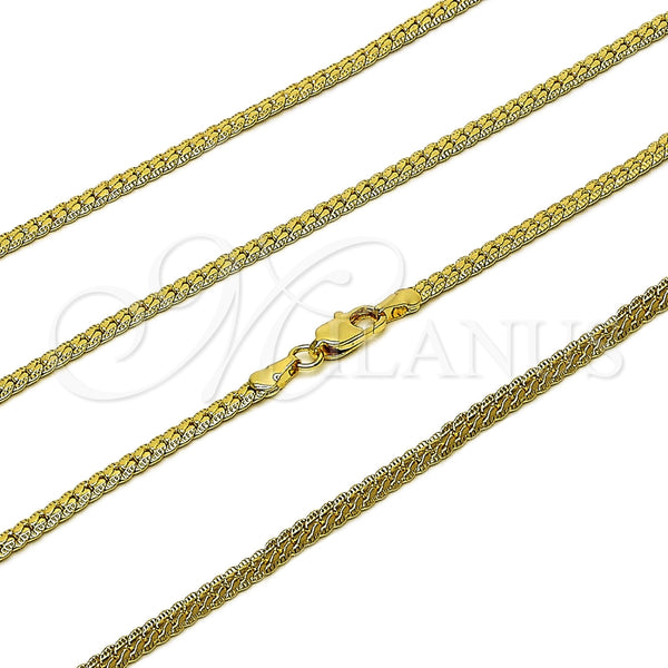 Gargantilla Basica 04.213.0294.22 Oro Laminado, Diamantado, Tono Dorado (Calibre 0.80, Grosor 03 MM, 22 Pulgadas de Largo)