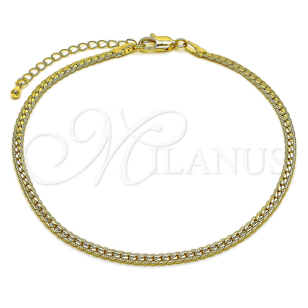 Tobillera Básica 04.213.0294.10 Oro Laminado, Pulido, Tono Dorado (Calibre 0.80, Grosor 03 MM, 10 Pulgadas de Largo)