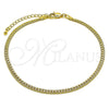 Tobillera Básica 04.213.0294.10 Oro Laminado, Pulido, Tono Dorado (Calibre 0.80, Grosor 03 MM, 10 Pulgadas de Largo)