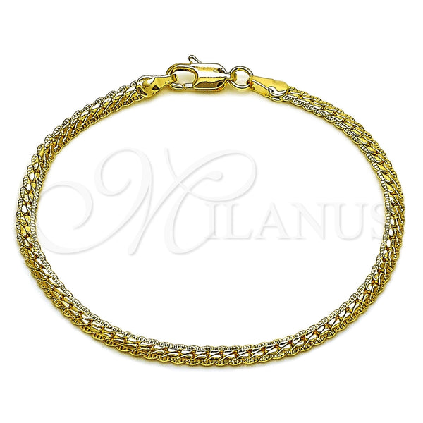 Pulsera Básica 04.213.0294.07 Oro Laminado, Pulido, Tono Dorado (Calibre 0.80, Grosor 03 MM, 8 Pulgadas de Largo)