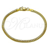 Pulsera Básica 04.213.0294.07 Oro Laminado, Pulido, Tono Dorado (Calibre 0.80, Grosor 03 MM, 8 Pulgadas de Largo)