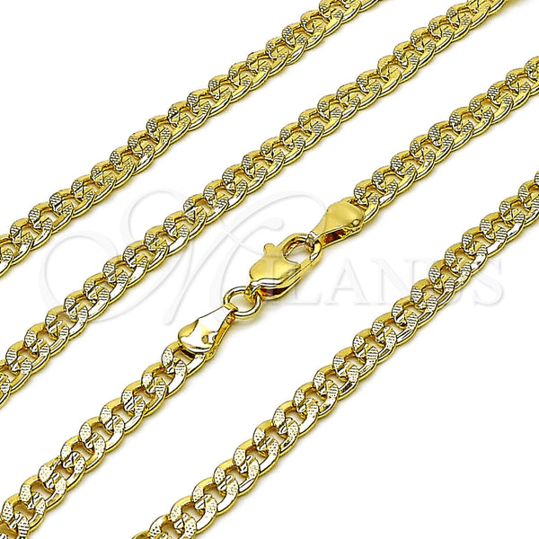Gargantilla Basica 04.213.0344.22 Oro Laminado, Diseño de Cubana Concava, Pulido, Tono Dorado (Calibre 120, Grosor 04.5 MM, 22 Pulgadas de Largo)
