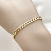 Pulsera Básica 04.213.0356.07 Oro Laminado, Diseño de Cubana Concava, Pulido, Tono Dorado (Calibre 120, Grosor 04.7 MM, 8 Pulgadas de Largo)