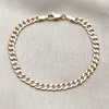 Pulsera Básica 04.213.0356.07 Oro Laminado, Diseño de Cubana Concava, Pulido, Tono Dorado (Calibre 120, Grosor 04.7 MM, 8 Pulgadas de Largo)