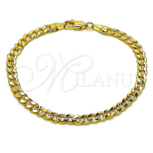 Pulsera Básica 04.213.0356.07 Oro Laminado, Diseño de Cubana Concava, Pulido, Tono Dorado (Calibre 120, Grosor 04.7 MM, 8 Pulgadas de Largo)
