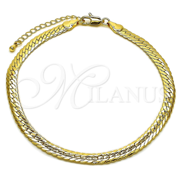 Tobillera Básica 04.319.0017.10 Oro Laminado, Pulido, Tono Dorado (Calibre 100, Grosor 05.5 MM, 10 Pulgadas de Largo)