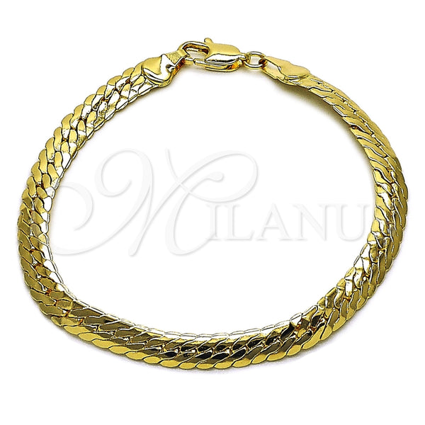 Pulsera Básica 04.319.0017.07 Oro Laminado, Pulido, Tono Dorado (Calibre 100, Grosor 05.5 MM, 8 Pulgadas de Largo)