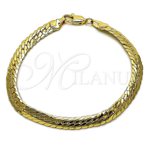 Pulsera Básica 04.319.0017.07 Oro Laminado, Pulido, Tono Dorado (Calibre 100, Grosor 05.5 MM, 8 Pulgadas de Largo)