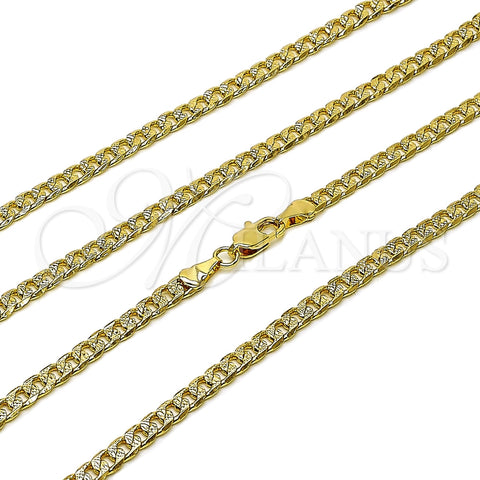 Gargantilla Basica 04.319.0018.22 Oro Laminado, Diseño de Cubana, Diamantado, Tono Dorado (Calibre 100, Grosor 04.1 MM, 22 Pulgadas de Largo)