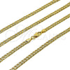 Gargantilla Basica 04.319.0018.22 Oro Laminado, Diseño de Cubana, Diamantado, Tono Dorado (Calibre 100, Grosor 04.1 MM, 22 Pulgadas de Largo)