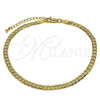 Tobillera Básica 04.319.0018.10 Oro Laminado, Diseño de Cubana, Diamantado, Tono Dorado (Calibre 100, Grosor 04.1 MM, 10 Pulgadas de Largo)