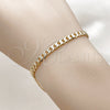 Pulsera Básica 04.319.0018.07 Oro Laminado, Diseño de Cubana, Diamantado, Tono Dorado (Calibre 100, Grosor 04.1 MM, 8 Pulgadas de Largo)