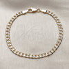Pulsera Básica 04.319.0018.07 Oro Laminado, Diseño de Cubana, Diamantado, Tono Dorado (Calibre 100, Grosor 04.1 MM, 8 Pulgadas de Largo)
