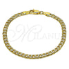 Pulsera Básica 04.319.0018.07 Oro Laminado, Diseño de Cubana, Diamantado, Tono Dorado (Calibre 100, Grosor 04.1 MM, 8 Pulgadas de Largo)