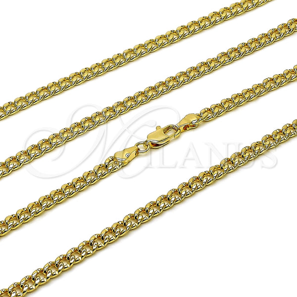 Gargantilla Basica 04.319.0019.22 Oro Laminado, Diseño de Miami Cubana, Pulido, Tono Dorado (Calibre 120, Grosor 04.3 MM, 22 Pulgadas de Largo)