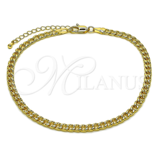 Tobillera Básica 04.319.0019.10 Oro Laminado, Diseño de Miami Cubana, Pulido, Tono Dorado (Calibre 120, Grosor 04.3 MM, 10 Pulgadas de Largo)