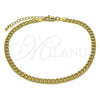 Tobillera Básica 04.319.0019.10 Oro Laminado, Diseño de Miami Cubana, Pulido, Tono Dorado (Calibre 120, Grosor 04.3 MM, 10 Pulgadas de Largo)