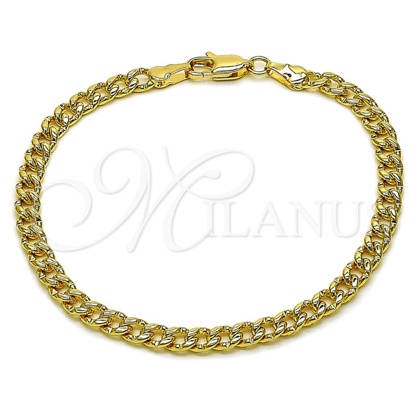 Pulsera Básica 04.319.0019.07 Oro Laminado, Diseño de Miami Cubana, Pulido, Tono Dorado (Calibre 120, Grosor 04.3 MM, 8 Pulgadas de Largo)