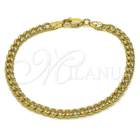 Pulsera Básica 04.319.0019.07 Oro Laminado, Diseño de Miami Cubana, Pulido, Tono Dorado (Calibre 120, Grosor 04.3 MM, 8 Pulgadas de Largo)