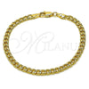 Pulsera Básica 04.319.0019.07 Oro Laminado, Diseño de Miami Cubana, Pulido, Tono Dorado (Calibre 120, Grosor 04.3 MM, 8 Pulgadas de Largo)
