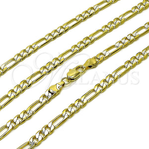 Gargantilla Basica 5.222.014.1.22 Oro Laminado, Diseño de Figaro, Pulido, Dos Tonos (Calibre 140, Grosor 05 MM, 22 Pulgadas de Largo)