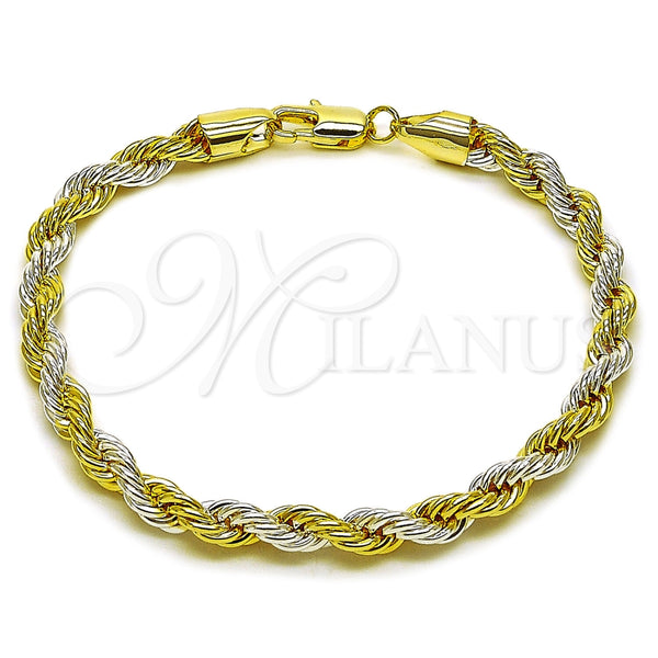 Pulsera Básica 5.222.033.2.09 Oro Laminado, Diseño de Rope, Pulido, Dos Tonos (Grosor 05.5 MM, 9 Pulgadas de Largo)