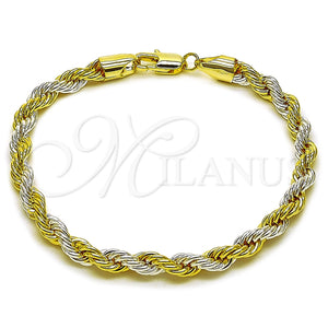 Pulsera Básica 5.222.033.2.09 Oro Laminado, Diseño de Rope, Pulido, Dos Tonos (Grosor 05.5 MM, 9 Pulgadas de Largo)