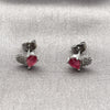 Arete Dormilona 02.260.0036 Rodio Laminado, Diseño de Corazón y Gota, con Zirconia Cubica Rubi y Micro Pave Blanca, Pulido, Rodinado