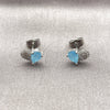 Arete Dormilona 02.260.0036.1 Rodio Laminado, Diseño de Corazón y Gota, con Zirconia Cubica Light Turquoise y Micro Pave Blanca, Pulido, Rodinado