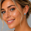 Arete Dormilona 02.260.0037 Rodio Laminado, con Zirconia Cubica Light Turquoise y Micro Pave Blanca, Pulido, Rodinado
