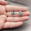 Arete Dormilona 02.260.0037 Rodio Laminado, con Zirconia Cubica Light Turquoise y Micro Pave Blanca, Pulido, Rodinado