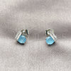 Arete Dormilona 02.260.0037 Rodio Laminado, con Zirconia Cubica Light Turquoise y Micro Pave Blanca, Pulido, Rodinado