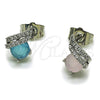 Arete Dormilona 02.260.0037 Rodio Laminado, con Zirconia Cubica Light Turquoise y Micro Pave Blanca, Pulido, Rodinado